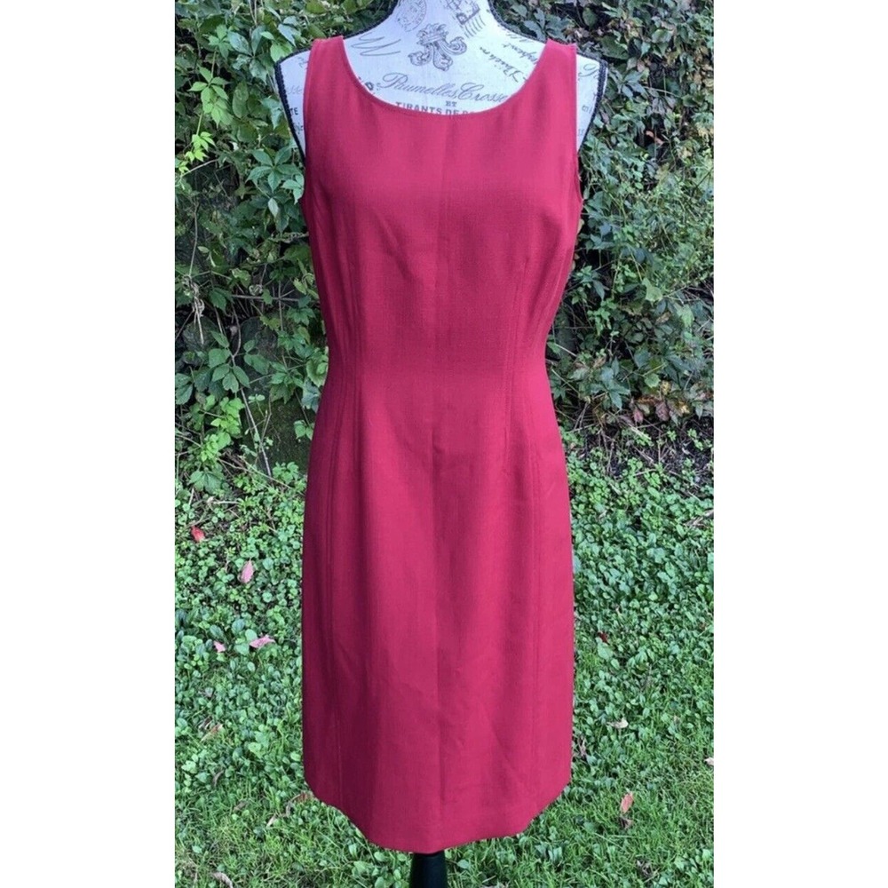 Ann Taylor Petites little red A line zip up sleeveless wool blend dress
